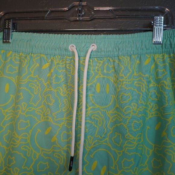 Neff Mens Lime Green And Blue Smiley Swim Board Shorts Drawstring Size XLarge - Picture 3 of 6